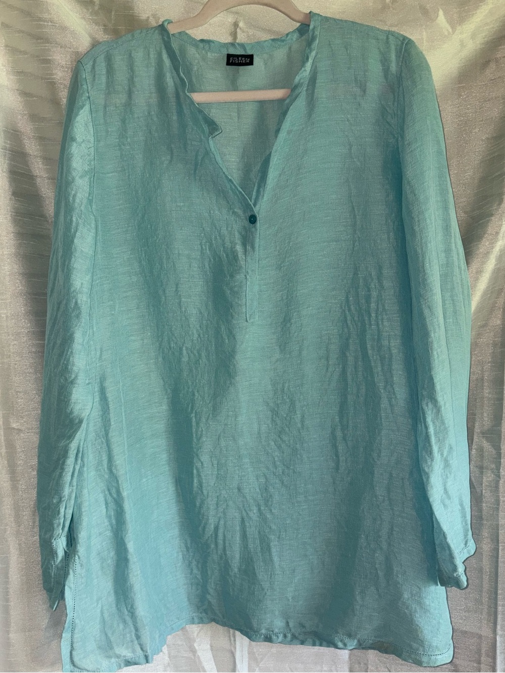 EILEEN FISHER Light Aqua Linen/Silk Tunic - Picture 2 of 6